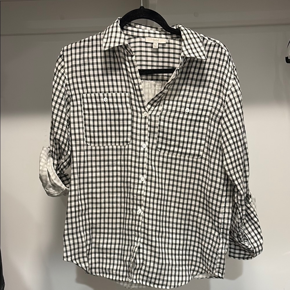 Joie Black and White Checkered Women’s Button Up Shirt